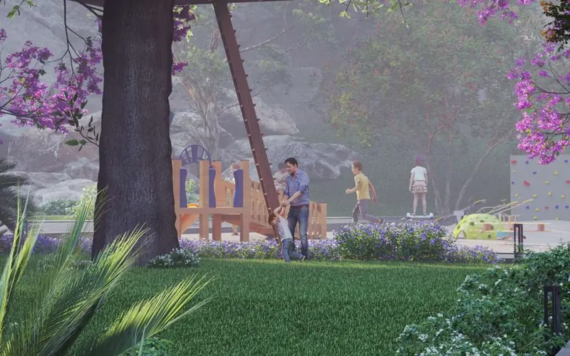 Provident Botanico: Play area with a rock wall