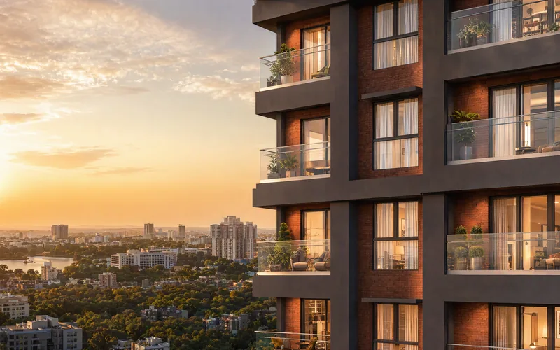 Balconies at dusk over the city
